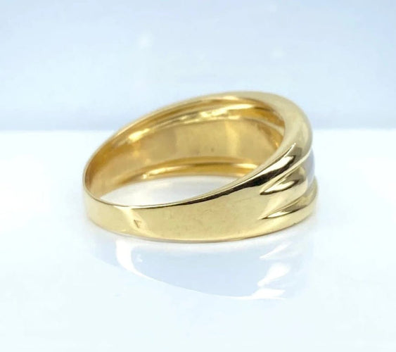 Bague 56 Bague jonc en or jaune 18 carats et nacres blanches 58 Facettes AB669