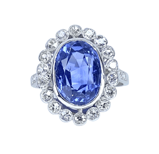 Bague 54 Bague en platine - Saphir de Ceylan non chauffé 6,53 ct et diamants 58 Facettes AB673