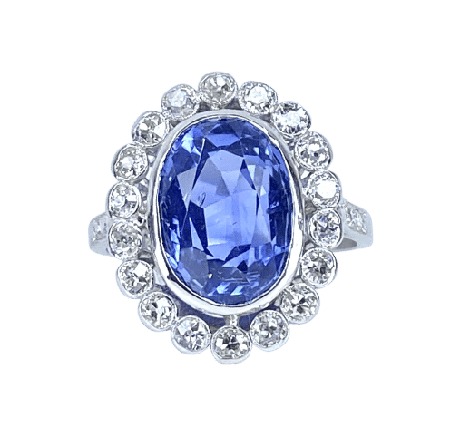 Bague 54 Bague en platine - Saphir de Ceylan non chauffé 6,53 ct et diamants 58 Facettes AB673