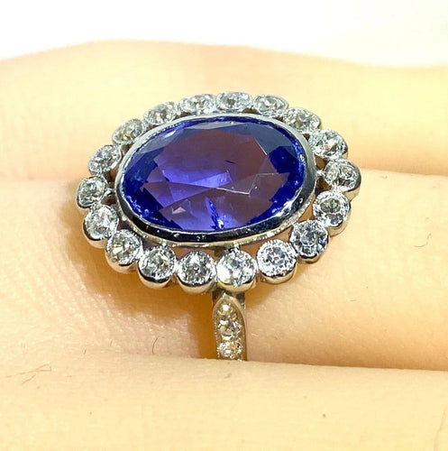 Bague 54 Bague en platine - Saphir de Ceylan non chauffé 6,53 ct et diamants 58 Facettes AB673