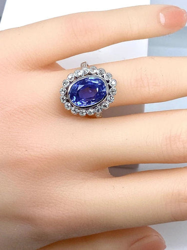 Bague 54 Bague en platine - Saphir de Ceylan non chauffé 6,53 ct et diamants 58 Facettes AB673