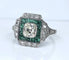 Bague 56 Bague Art déco coussin en platine, diamants et émeraudes 58 Facettes AB674