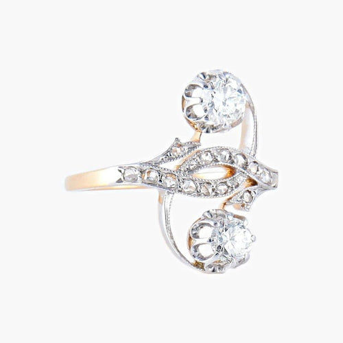 Bague 53 Bague Toi & Moi en or jaune et blanc 18K et diamants 58 Facettes AB5