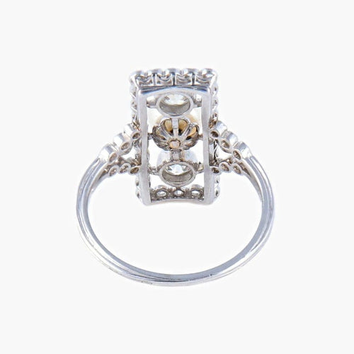 Bague 53 Bague en platine à perle fine et diamants 58 Facettes AB2