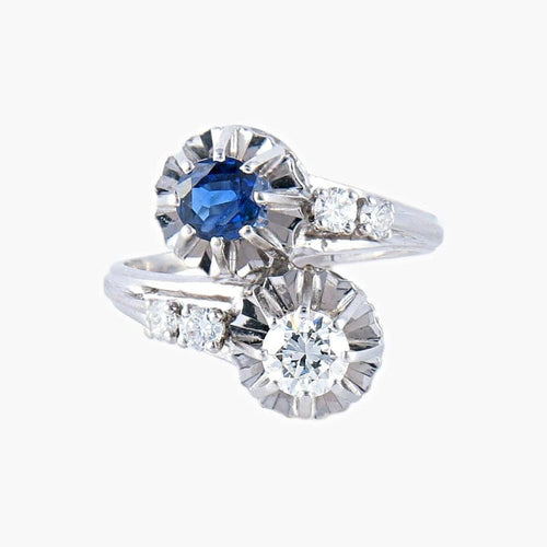 Bague 51 Bague Toi & Moi en or blanc 18K saphir et diamants 58 Facettes AB16