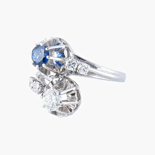 Bague 51 Bague Toi & Moi en or blanc 18K saphir et diamants 58 Facettes AB16