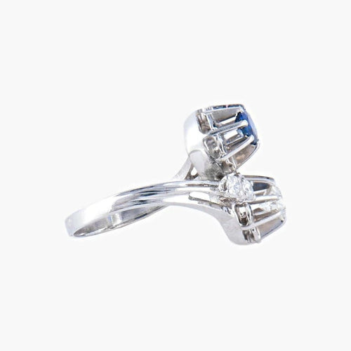 Bague 51 Bague Toi & Moi en or blanc 18K saphir et diamants 58 Facettes AB16