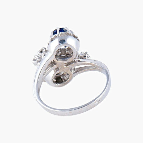 Bague 51 Bague Toi & Moi en or blanc 18K saphir et diamants 58 Facettes AB16
