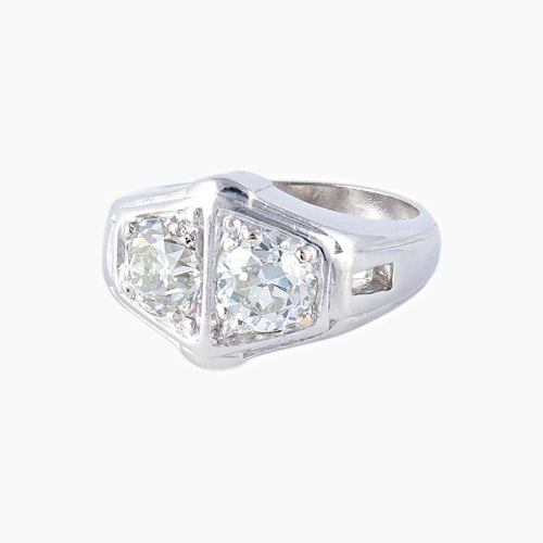 Bague 47 Bague duo en or blanc 18K avec diamants taille brillant ancienne 58 Facettes AB8ter