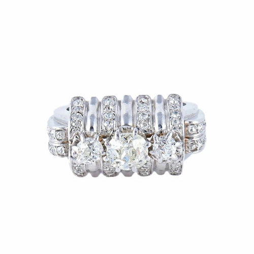 Bague 56 Bague cascade en platine avec diamants taille ancienne 58 Facettes AB8 bis