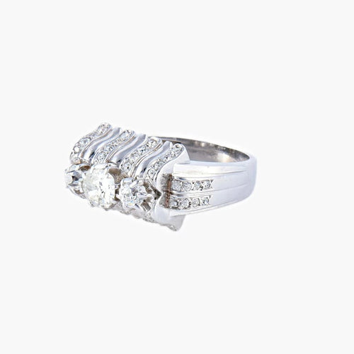 Bague 56 Bague cascade en platine avec diamants taille ancienne 58 Facettes AB8 bis