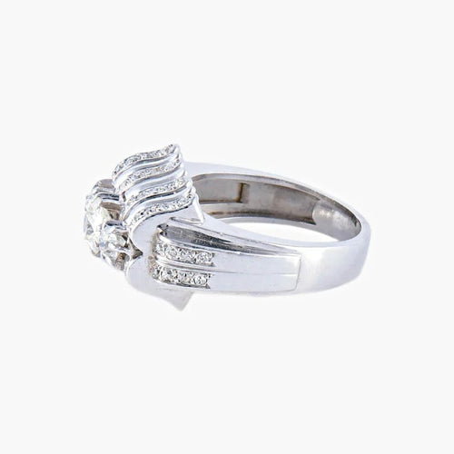 Bague 56 Bague cascade en platine avec diamants taille ancienne 58 Facettes AB8 bis