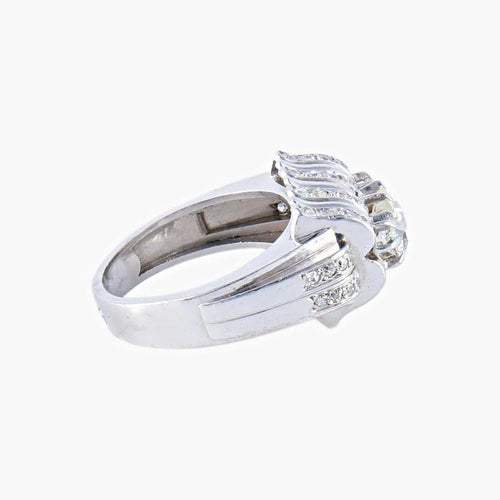 Bague 56 Bague cascade en platine avec diamants taille ancienne 58 Facettes AB8 bis