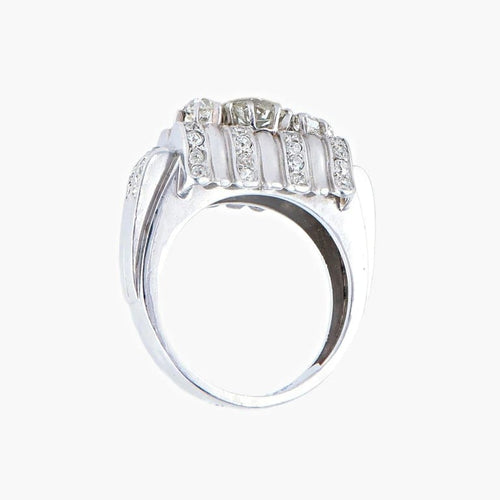 Bague 56 Bague cascade en platine avec diamants taille ancienne 58 Facettes AB8 bis