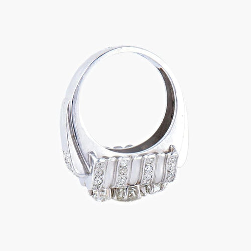 Bague 56 Bague cascade en platine avec diamants taille ancienne 58 Facettes AB8 bis