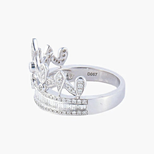 Bague 53 Bague couronne en or blanc 18K sertie de diamants 58 Facettes AB594