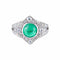 Bague 52 Bague Art déco en or blanc 18K avec émeraude cabochon et diamants 58 Facettes AB9