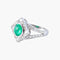 Bague 52 Bague Art déco en or blanc 18K avec émeraude cabochon et diamants 58 Facettes AB9