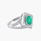 Bague 52 Bague Art déco en or blanc 18K avec émeraude cabochon et diamants 58 Facettes AB9
