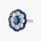 Bague 51 Bague fleur Art déco en or blanc 18K, saphirs et diamants 58 Facettes AB 214