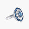 Bague 51 Bague fleur Art déco en or blanc 18K, saphirs et diamants 58 Facettes AB 214