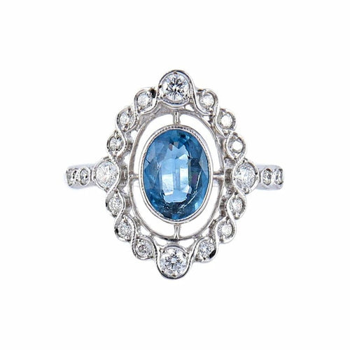 Bague 52 Bague Art déco en or blanc 18K saphir et diamants 58 Facettes AB145