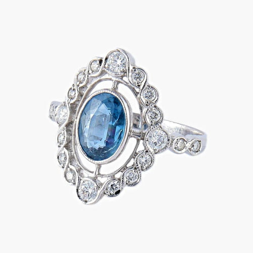 Bague 52 Bague Art déco en or blanc 18K saphir et diamants 58 Facettes AB145