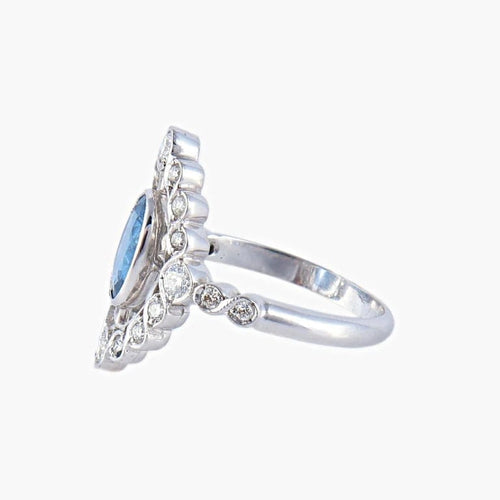 Bague 52 Bague Art déco en or blanc 18K saphir et diamants 58 Facettes AB145