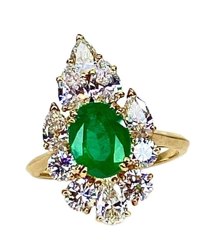 Bague 57 Boucheron - Bague en or jaune 18K émeraude et diamants 58 Facettes AB137