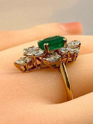 Bague 57 Boucheron - Bague en or jaune 18K émeraude et diamants 58 Facettes AB137
