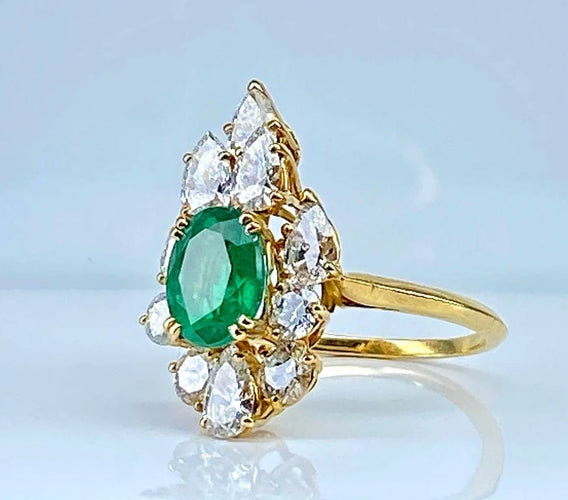 Bague 57 Boucheron - Bague en or jaune 18K émeraude et diamants 58 Facettes AB137