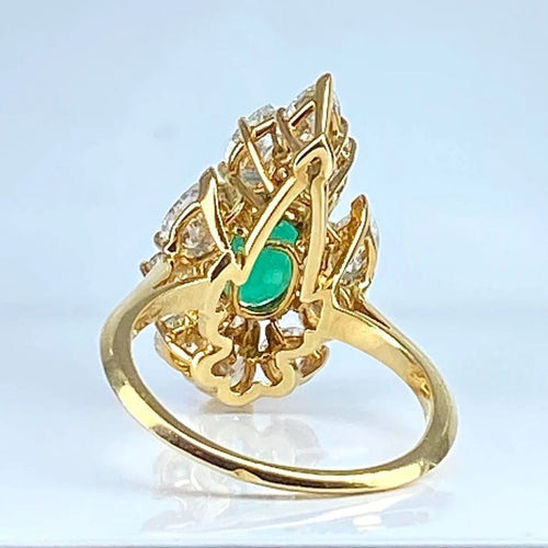 Bague 57 Boucheron - Bague en or jaune 18K émeraude et diamants 58 Facettes AB137