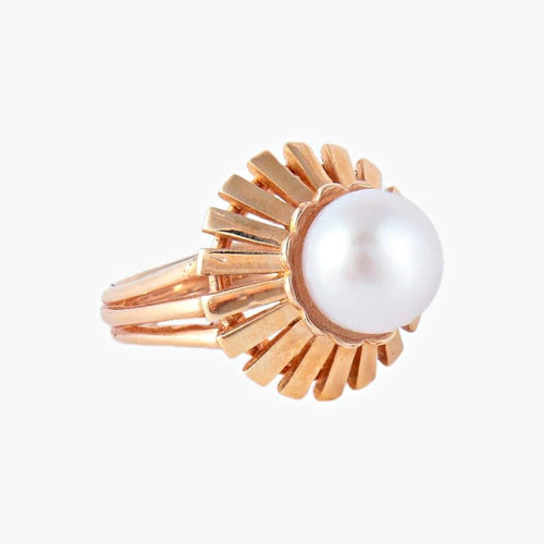 Bague 55 Bague perle de culture en or jaune 18K 58 Facettes AB590