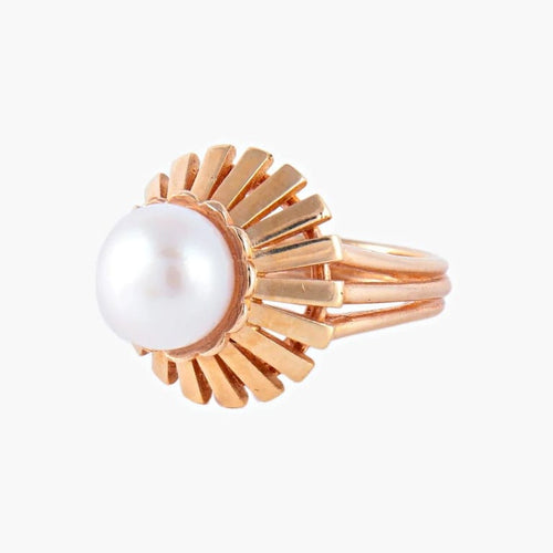 Bague 55 Bague perle de culture en or jaune 18K 58 Facettes AB590