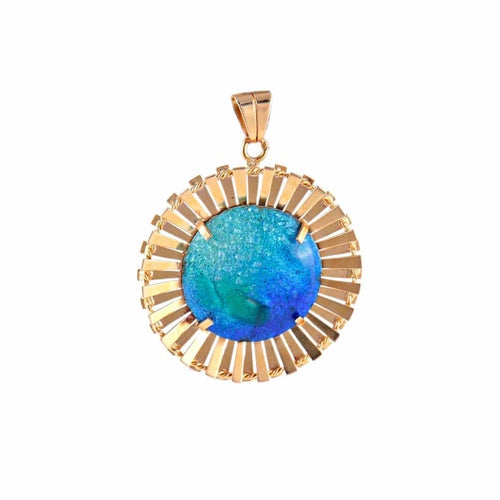 Pendentif H. Marty Limoges - Pendentif soleil en or jaune 18K émaillé 58 Facettes AB114