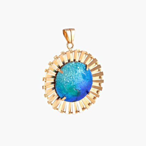 Pendentif H. Marty Limoges - Pendentif soleil en or jaune 18K émaillé 58 Facettes AB114