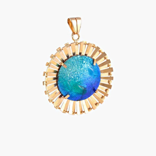 Pendentif H. Marty Limoges - Pendentif soleil en or jaune 18K émaillé 58 Facettes AB114