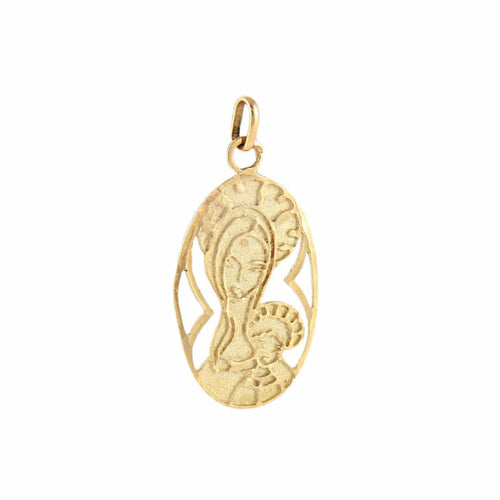 Pendentif Médaille Vierge à l’Enfant en or jaune 18K 58 Facettes AB97