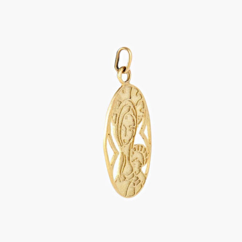 Pendentif Médaille Vierge à l’Enfant en or jaune 18K 58 Facettes AB97