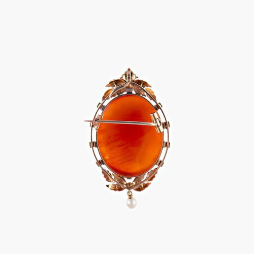 Broche Broche camée en or jaune 18 carats et perles fines 58 Facettes AB40