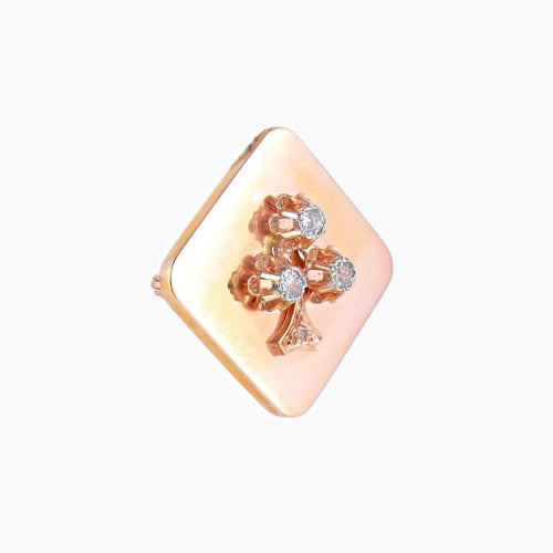 Broche Broche trèfle losangique en or jaune 18K et diamants 58 Facettes AB11