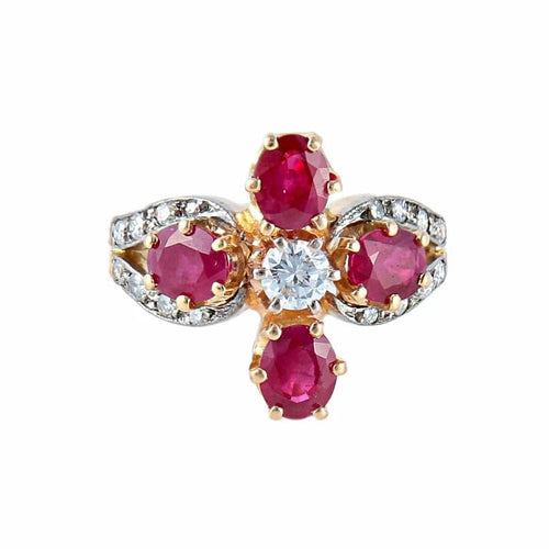 Bague 49 Bague en or jaune 18K rubis et diamants 58 Facettes AB3