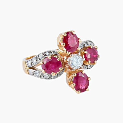 Bague 49 Bague en or jaune 18K rubis et diamants 58 Facettes AB3