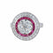 Bague 57 Bague style Art déco en or blanc 18K avec diamants et rubis 58 Facettes