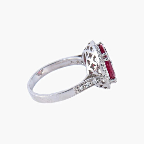 Bague 52 Bague étoile Art déco en or blanc 18K, rubis et diamants 58 Facettes AB66