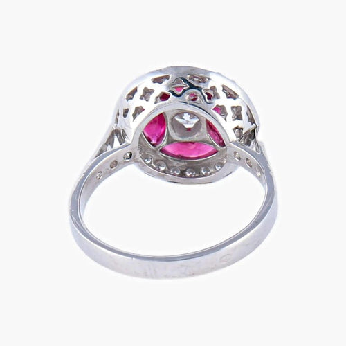 Bague 52 Bague étoile Art déco en or blanc 18K, rubis et diamants 58 Facettes AB66