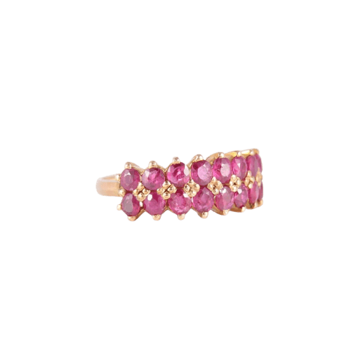 Bague 52 Bague jarretière en or jaune 18 ct et rubis 58 Facettes AB128
