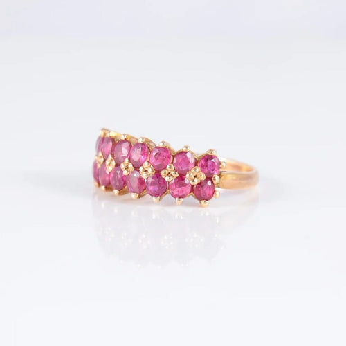 Bague 52 Bague jarretière en or jaune 18 ct et rubis 58 Facettes AB128