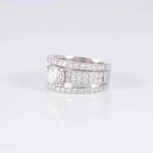 Bague 52 Bague solitaire en or blanc 18 ct avec diamant 0,98 ct 58 Facettes AB1A