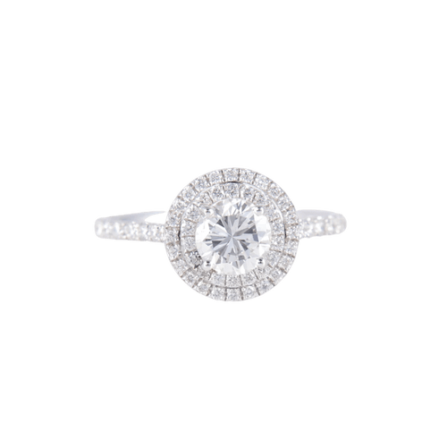Bague 52 Bague solitaire en or blanc avec diamants 0,74 ct et 0,35 ct 58 Facettes AB254